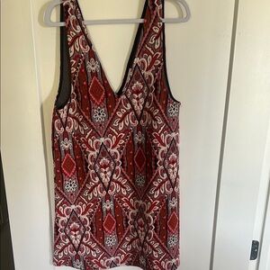 Red and White Patterned Sleeveless dress